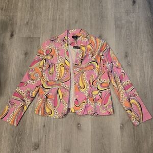 Courtenay Stretch Paisley Print Blouse Womens Sz 8